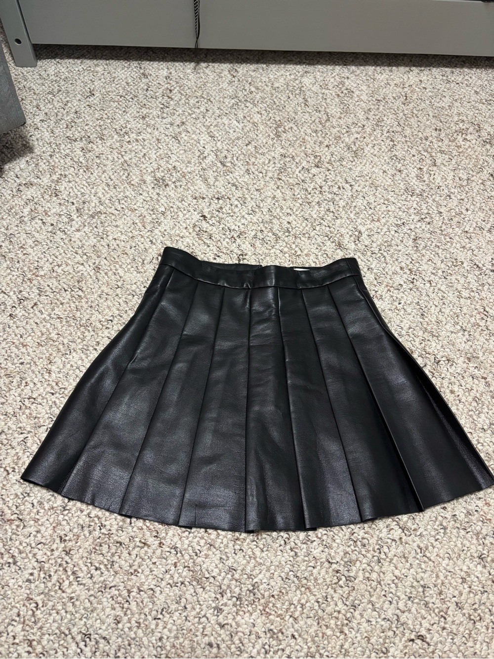 Sunday Best Black Pleated Faux Leather Mini Skirt